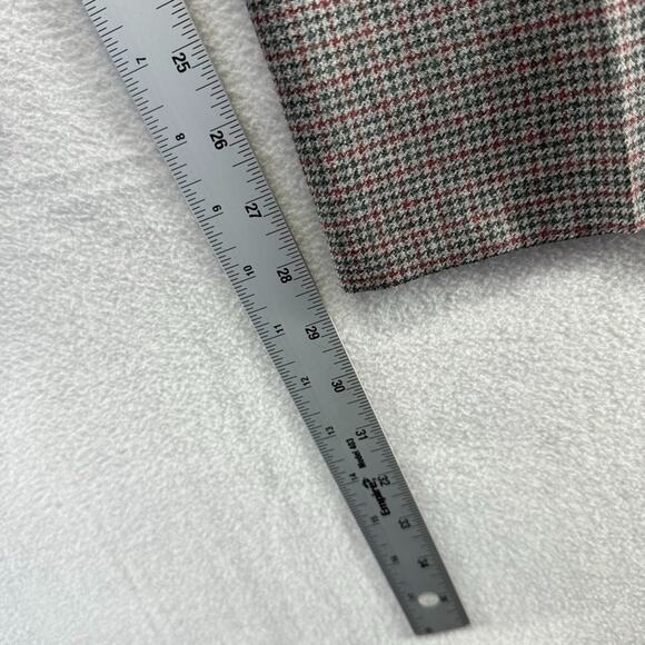Vintage Houndstooth Trousers Fits 40x29 Gray Red Check Bootcut Talon Pants 70s - Picture 6 of 15